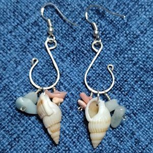 Silver Earrings with Sea Shells
